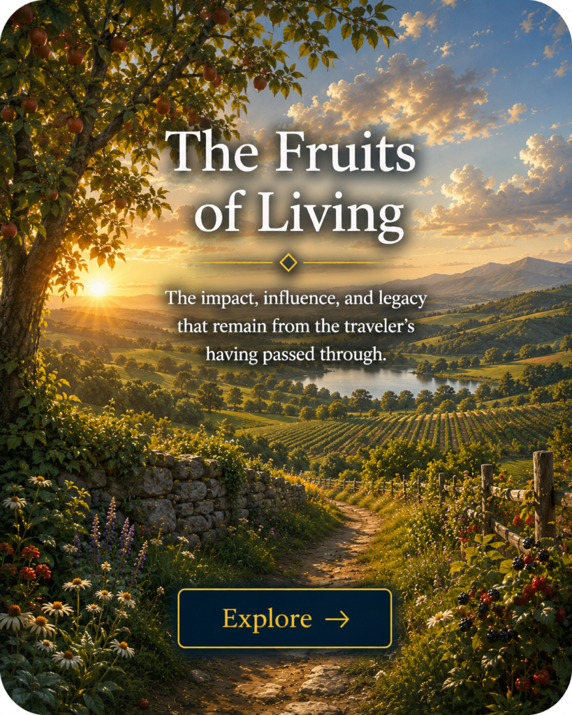 a landscape image with a fruit tree and gardens